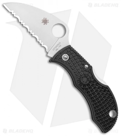 Spyderco ManBug Wharncliffe Lockback Knife Black FRN (1.9" Serr Satin) MBKWS 1 Spyderco ManBug Wharncliffe Lockback Knife Black FRN (1.9" Serr Satin) MBKWS