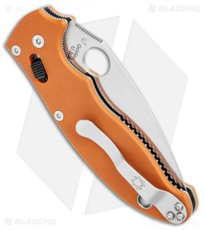 Spyderco Manix 2 Ball Bearing Lock Knife Orange G-10 (3.4" Satin REX 45) Sprint 3 Spyderco Manix 2 Ball Bearing Lock Knife Orange G-10 (3.4" Satin REX 45) Sprint - Image 3
