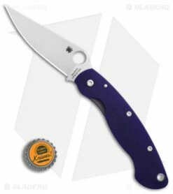 Spyderco Military Knife Dark Blue G-10 (4" Satin CPM-S110V) C36GPDBL -Kershaw Sales Shop Spyderco Military Dark Blue G10 Satin BHQ 33040 er bottlecap