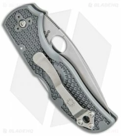 Spyderco Native 5 Lightweight Lockback Knife Gray FRN (3" Satin Maxamet) C41PGY5 -Kershaw Sales Shop Spyderco Native 5 Lightweight Gray FRN Satin Maxamet C41PGY5 BHQ 50849 jr side 2