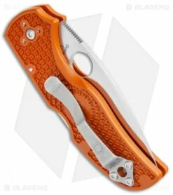 Spyderco Native 5 Lightweight Lockback Knife Orange FRN (3" Satin REX 45) -Kershaw Sales Shop Spyderco Native 5 Lightweight LB Orange FRN Satin BHQ 106198 jr side