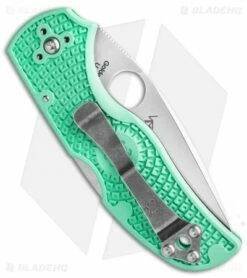 Spyderco Native 5 Exclusive M4 LW Lockback Knife Mint Green FRN (3" Satin) -Kershaw Sales Shop Spyderco Native 5 Lightweight Lockback Knife Mint FRN 3in Satin C41PJGR5 BHQ 137717 td side jr