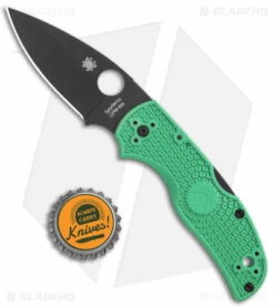 Spyderco Native 5 Exclusive M4 LW Lockback Knife Mint Green FRN (3" Black) -Kershaw Sales Shop Spyderco Native 5 M4 Lightweight LB Mint Green Black BHQ 143202 jr bottlecap