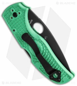 Spyderco Native 5 Exclusive M4 LW Lockback Knife Mint Green FRN (3" Black) -Kershaw Sales Shop Spyderco Native 5 M4 Lightweight LB Mint Green Black BHQ 143202 jr side