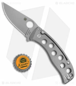 Spyderco PITS Slip Joint Knife Titanium (2.9" Stonewash) C192TIPM390 -Kershaw Sales Shop Spyderco PITS SJ Ti SW BHQ 145704 jr bottlecap