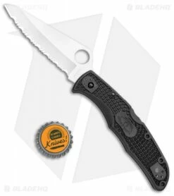 Spyderco Pacific Salt 2 Lockback Knife Black FRN (3.4" Satin Serr) C91SBK2 -Kershaw Sales Shop Spyderco Pacific Salt 2 LB Black FRN Satin Serr C91SBK2 BHQ 106204 jr bottlecap