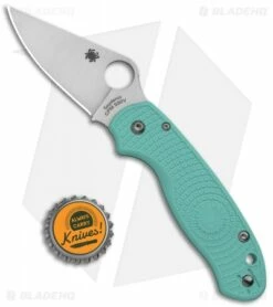 Spyderco Para 3 Lightweight Compression Lock Knife Teal FRN (3" Satin S90V) -Kershaw Sales Shop Spyderco Para 3 Lightwegiht Compression Lock Teal FRN Satin C223PTBL BHQ 125369 jr bottlecap