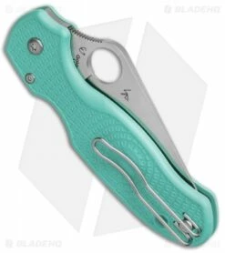 Spyderco Para 3 Lightweight Compression Lock Knife Teal FRN (3" Satin S90V) -Kershaw Sales Shop Spyderco Para 3 Lightwegiht Compression Lock Teal FRN Satin C223PTBL BHQ 125369 jr side