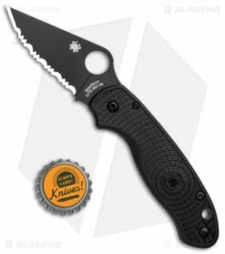 Spyderco Para 3 Lightweight Comp Lock Folding Knife Black LW (3" Black Serr) -Kershaw Sales Shop Spyderco Para 3 Lightweight Comp Lock Black LW Black Serr C223SBBK BHQ 108336 jr bottlecap