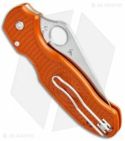 Spyderco Para 3 Lightweight Compression Lock Knife Orange FRN (3" Satin REX 45) -Kershaw Sales Shop Spyderco Para 3 Lightweight Compression Lock Orange FRN Satin BHQ 106188 jr side