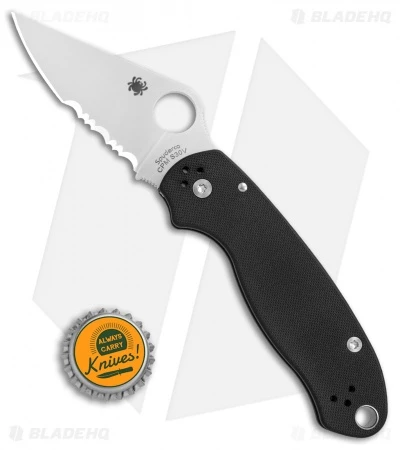 Spyderco Para 3 Compression Lock Knife Black G-10 (3" Satin Serr) C223GPS 4 Spyderco Para 3 Compression Lock Knife Black G-10 (3" Satin Serr) C223GPS - Image 4