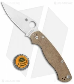 Spyderco Paramilitary 2 Knife Brown Micarta (3.4" Cru-Wear) C81MPCW2 -Kershaw Sales Shop Spyderco Paramilitary 2 Brown Micarta Cru Wear C81MPCW2 BHQ 121028 jr bottlecap