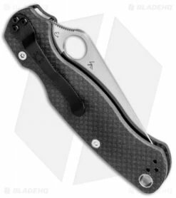 Spyderco Paramilitary 2 Knife Carbon Fiber (3.4" Satin Serr 52100) -Kershaw Sales Shop Spyderco Paramilitary 2 CF Satin Serr C81CF52100PS2 BHQ 37160 jr side