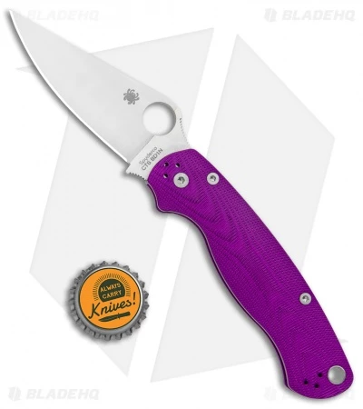 Spyderco Paramilitary 2 Compression Lock Knife Purple Aluminum (3.4" Satin) BHQ 4 Spyderco Paramilitary 2 Compression Lock Knife Purple Aluminum (3.4" Satin) BHQ - Image 4