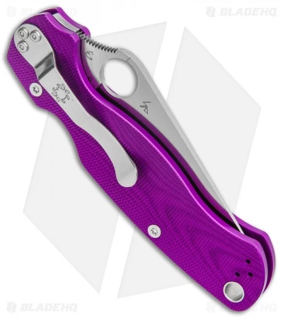 Spyderco Paramilitary 2 Compression Lock Knife Purple Aluminum (3.4" Satin) BHQ 3 Spyderco Paramilitary 2 Compression Lock Knife Purple Aluminum (3.4" Satin) BHQ - Image 3