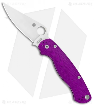 Spyderco Paramilitary 2 Compression Lock Knife Purple Aluminum (3.4" Satin) BHQ 1 Spyderco Paramilitary 2 Compression Lock Knife Purple Aluminum (3.4" Satin) BHQ