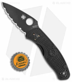 Spyderco Persistence Lightweight Liner Lock Black (2.75" Black Full Serr) -Kershaw Sales Shop Spyderco Persistence Lightweight LL Black Black Full Serr BHQ 142575 jr bottlecap