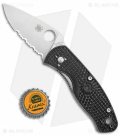Spyderco Persistence Lightweight Liner Lock Black (2.75" Satin Serr) C136PSBK -Kershaw Sales Shop Spyderco Persistence Lightweight LL Black Satin Serr BHQ 139718 jr bottlecap
