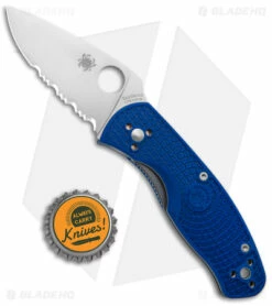 Spyderco Persistence Lightweight Liner Lock Knife Blue (Satin S35VN Part Serr) -Kershaw Sales Shop Spyderco Persistence Lightweight LL Blue Satin Partial Serr BHQ 145700 jr bottlecap