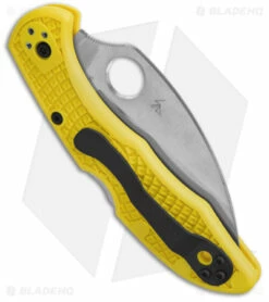 Spyderco Salt 2 Wharncliffe Knife Yellow FRN (2.89" Satin) C88PWCYL2 -Kershaw Sales Shop Spyderco Salr 2 Wharncliffe Knife Yellow FRN 2in Satin BHQ 85404 td side