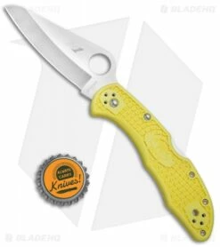 Spyderco Salt 2 Lock Back Knife Yellow FRN (3" Satin) C88PYL2 -Kershaw Sales Shop Spyderco Salt 2 LB Yellow FRN C88PYL2 BHQ 71337 jr bottlecap