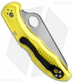 Spyderco Salt 2 Lock Back Knife Yellow FRN (3" Satin) C88PYL2 -Kershaw Sales Shop Spyderco Salt 2 LB Yellow FRN C88PYL2 BHQ 71337 jr side