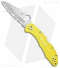 Spyderco Salt 2 Lockback Knife Yellow FRN (3" Satin Full Serr) C88SYL2