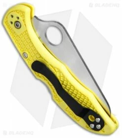 Spyderco Salt 2 Lockback Knife Yellow FRN (3" Satin Full Serr) C88SYL2 -Kershaw Sales Shop Spyderco Salt 2 LB Yellow FRN Serr C88SYL2 BHQ 71338 jr side