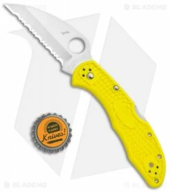Spyderco Salt 2 Wharncliffe Knife Yellow FRN (2.89" Satin Serr) C88SWCYL2 -Kershaw Sales Shop Spyderco Salt 2 Wharncliffe Yellow FRN Satin Serr C88SWCYL2 BHQ 85405 jr bottlecap