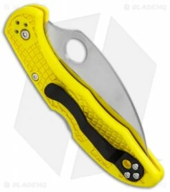 Spyderco Salt 2 Wharncliffe Knife Yellow FRN (2.89" Satin Serr) C88SWCYL2 -Kershaw Sales Shop Spyderco Salt 2 Wharncliffe Yellow FRN Satin Serr C88SWCYL2 BHQ 85405 jr side