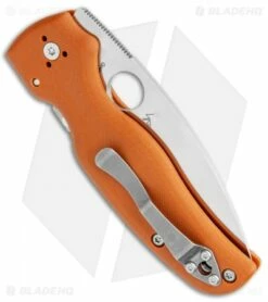 Spyderco Shaman Compression Lock Knife Orange G-10 (3.6" Satin REX 45) Sprint -Kershaw Sales Shop Spyderco Shaman Compression Lock Orange G 10 Satin C229GPBORE BHQ 106190 jr side