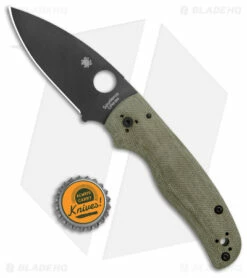 Spyderco Shaman Exclusive Green Canvas Micarta Knife (3.6" DLC M4) C229MPM4BK -Kershaw Sales Shop Spyderco Shaman Green Canvas Micarta Black C229MPM4BK BHQ 142027 jr bottlecap