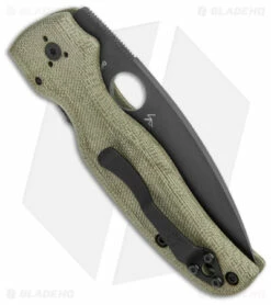 Spyderco Shaman Exclusive Green Canvas Micarta Knife (3.6" DLC M4) C229MPM4BK -Kershaw Sales Shop Spyderco Shaman Green Canvas Micarta Black C229MPM4BK BHQ 142027 jr side