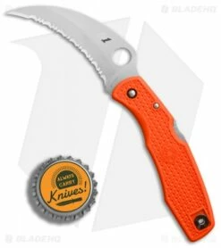 Spyderco SpyderHawk Salt Sprint Run Knife Orange FRN (3.6" Satin Serr) C77SOR -Kershaw Sales Shop Spyderco Spyderhawk Salt Sprint Run Orange FRN satin serr BHQ 78697 er bottlecap 2 2