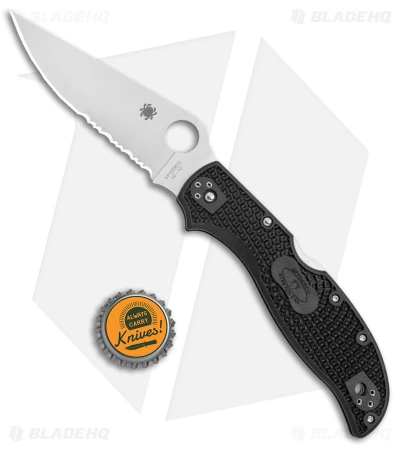 Spyderco Stretch 2 XL Lockback Knife Black FRN (4" Satin Serr) C258PSBK 4 Spyderco Stretch 2 XL Lockback Knife Black FRN (4" Satin Serr) C258PSBK - Image 4