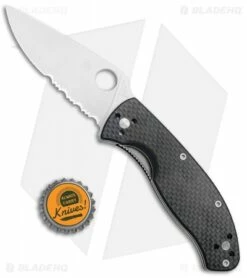 Spyderco Tenacious Folding Knife Carbon Fiber/G-10 (3.375" Satin Serr) C122CFPS -Kershaw Sales Shop Spyderco Tenacious CF G 10 Satin Serr C122CFPS BHQ 76660 jr bottlecap