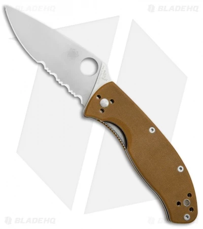 Spyderco Tenacious Liner Lock Knife Brown G-10 (3.39" Satin Serr) C122GPSBN 1 Spyderco Tenacious Liner Lock Knife Brown G-10 (3.39" Satin Serr) C122GPSBN