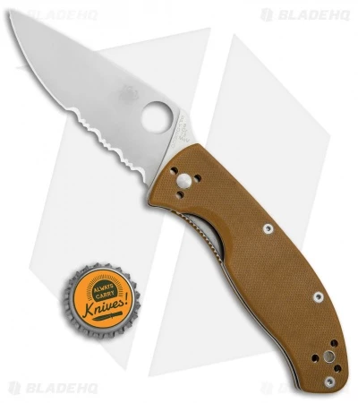 Spyderco Tenacious Liner Lock Knife Brown G-10 (3.39" Satin Serr) C122GPSBN 4 Spyderco Tenacious Liner Lock Knife Brown G-10 (3.39" Satin Serr) C122GPSBN - Image 4