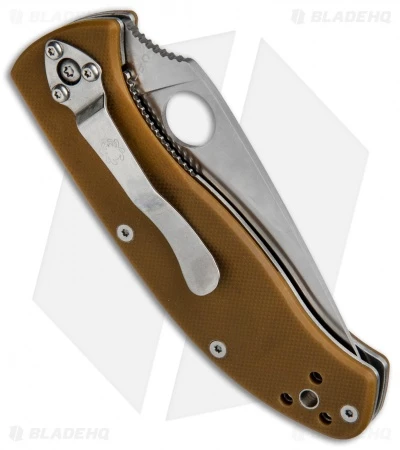 Spyderco Tenacious Liner Lock Knife Brown G-10 (3.39" Satin Serr) C122GPSBN 3 Spyderco Tenacious Liner Lock Knife Brown G-10 (3.39" Satin Serr) C122GPSBN - Image 3