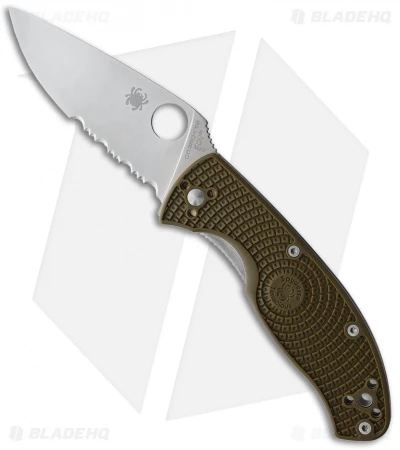 Spyderco Tenacious Lightweight Folding Knife OD Green FRN (3.4" Satin Serr) 1 Spyderco Tenacious Lightweight Folding Knife OD Green FRN (3.4" Satin Serr)