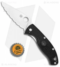 Spyderco Tenacious Lightweight Knife FRN (3.375" Satin Full Serr) C122SBK -Kershaw Sales Shop Spyderco Tenacious Lightweight FRN Satin Full Serr C122SBK BHQ 102055 jr bottlecap