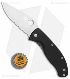 Spyderco Tenacious Folding Knife G-10 (3.375" Satin Serr) C122GPS -Kershaw Sales Shop Spyderco Tenacious black G10 satin serr BHQ 2396 jr bottlecap