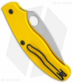 Spyderco UK Pen Knife Salt Slip Joint Yellow FRN (2.9" Satin) C94PYL -Kershaw Sales Shop Spyderco UK Penknife Lightweight Yellow FRN Satin C94PYL BHQ 121034 jr side
