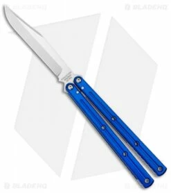 Squid Industries Krake Raken V2.5 Bowie Balisong Knife Blue (4.5" Satin)
