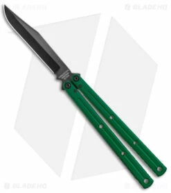 Squid Industries Krake Raken Bowie V2.5 Balisong Knife Green (4.5" Inked)