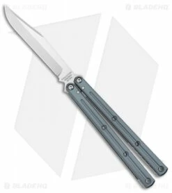 Squid Industries Krake Raken V2.5 Bowie Balisong Knife Mythril (4.5" Satin)