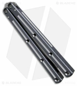 Squid Industries Krake Raken Bowie V2.5 Balisong Knife DT Gunmetal (4.5" Satin) -Kershaw Sales Shop Squid Industries Krake Raken Bowie V2 5 Balisong Knife DT Gunmetal 4in Satin BHQ 181404 td side