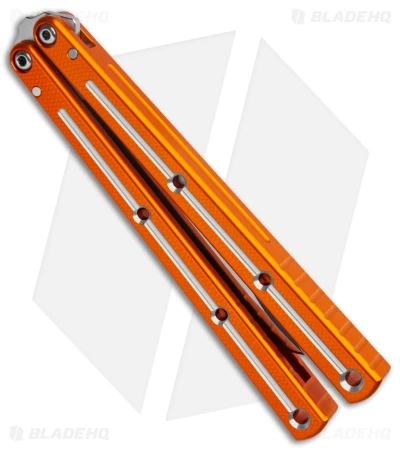 Squid Industries Krake Raken Bowie V2.5 Balisong Knife Dual-Tone Orange (4.5") 3 Squid Industries Krake Raken Bowie V2.5 Balisong Knife Dual-Tone Orange (4.5") - Image 3