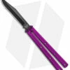 Squid Industries Krake Raken Bowie V2.5 Balisong Knife Purple (4.5" Inked)