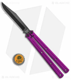 Squid Industries Krake Raken Bowie V2.5 Balisong Knife Purple (4.5" Inked) -Kershaw Sales Shop Squid Industries Krake Raken Bowie V2.5 Balisong Purple Inked BHQ 180385 jr bottlecap
